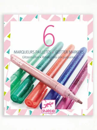 Csillám fílctoll 6 színben - 6 glitter markers - sweet