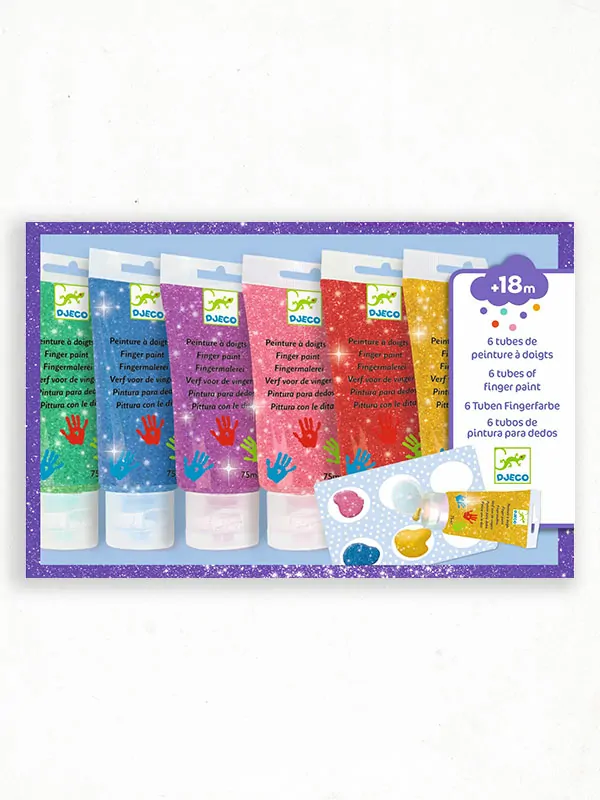 Ujjfesték - Hat csillámos szín - 6 tubes of finger paint - Glitter